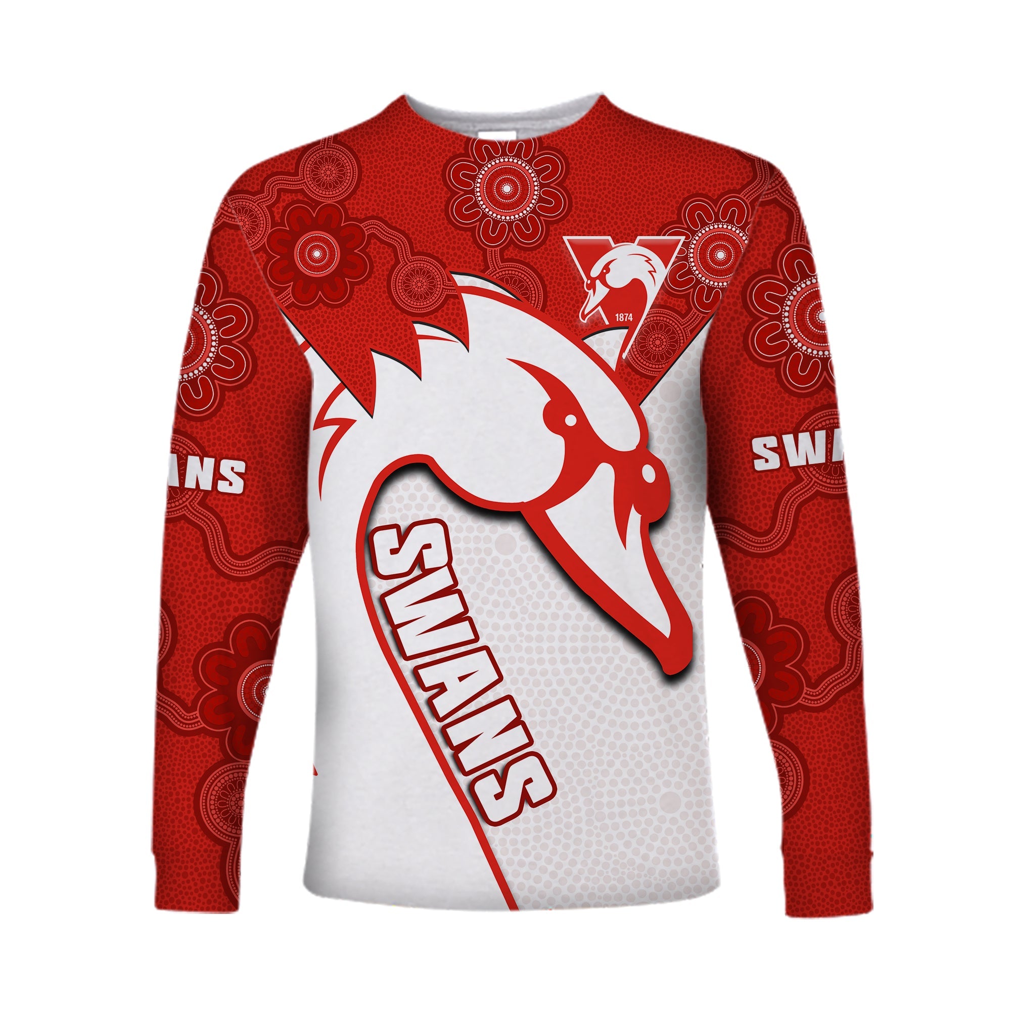 custom-text-and-number-sydney-football-long-sleeve-shirt-swans-1874-dot-painting-artsy