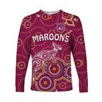 custom-text-and-number-maroons-rugby-long-sleeve-shirt-kangaroo-indigenous-pattern-unique-version