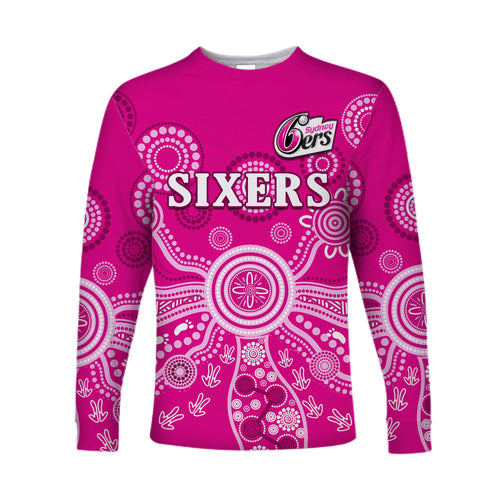 custom-text-and-number-sydney-sixers-long-sleeve-shirt-cricket-indigenous-australian-art-ver02