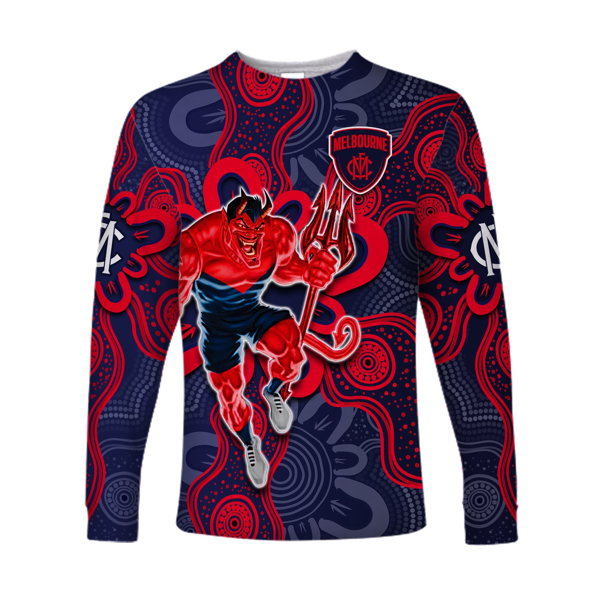custom-text-and-number-demons-football-2022-long-sleeve-shirt-australian-aboriginal-dot-painting