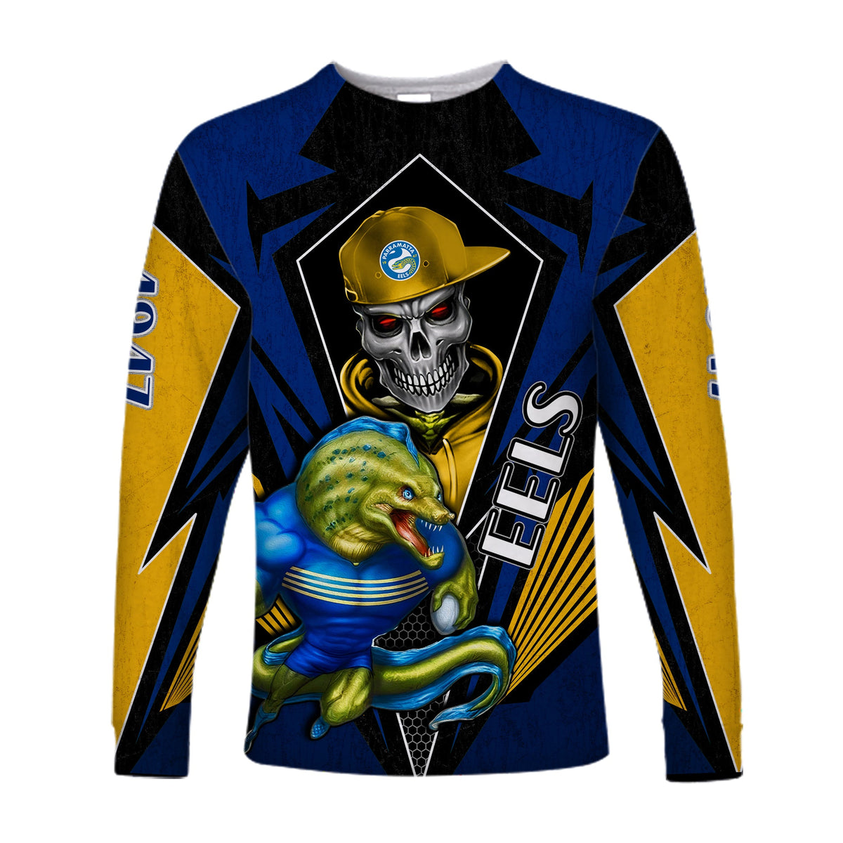 custom-personalised-eels-rugby-long-sleeve-shirt-mascot-parramatta-since-1947-cool-skull