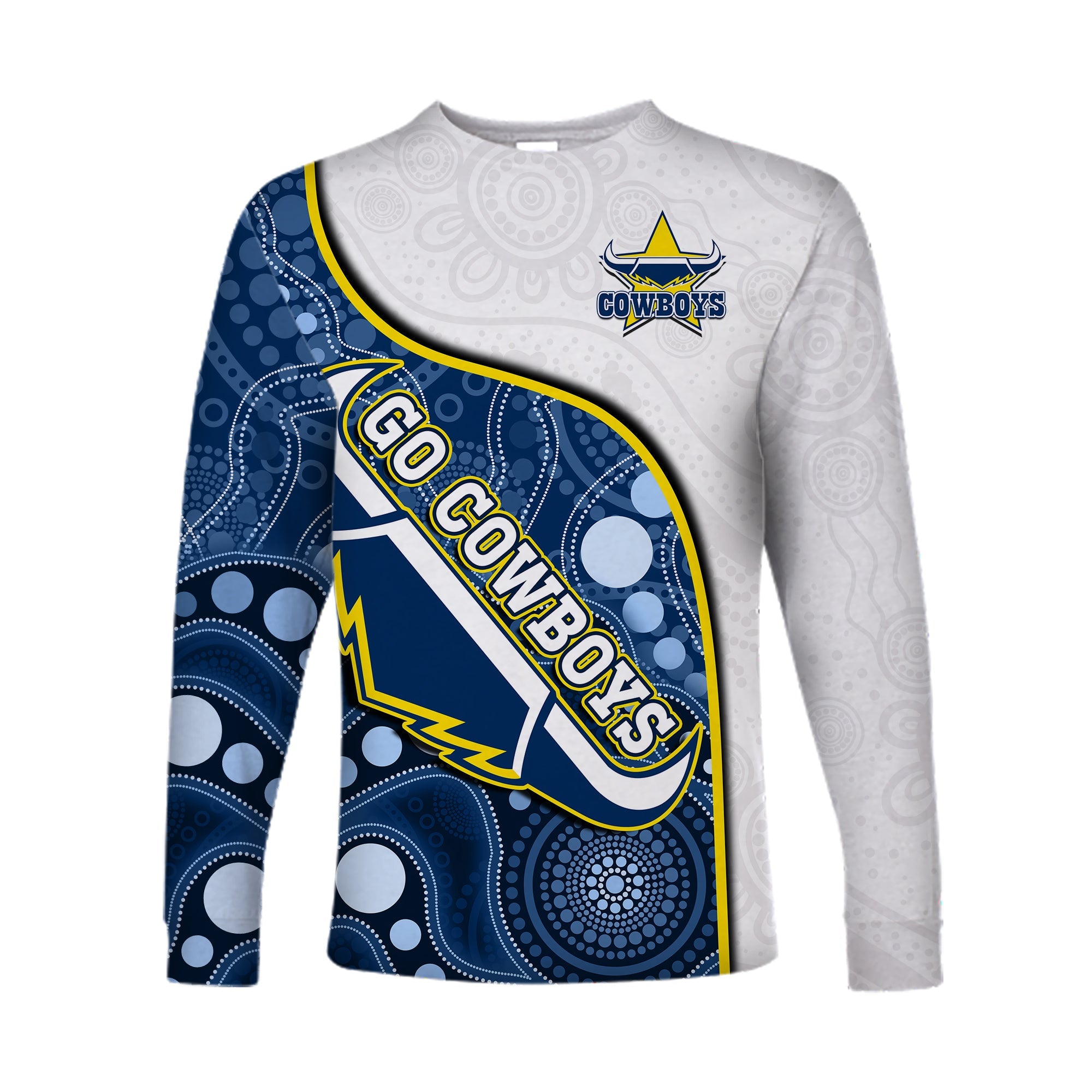 custom-text-and-number-cowboys-rugby-long-sleeve-shirt-indigenous-pattern-2022-premiers-sporty-style
