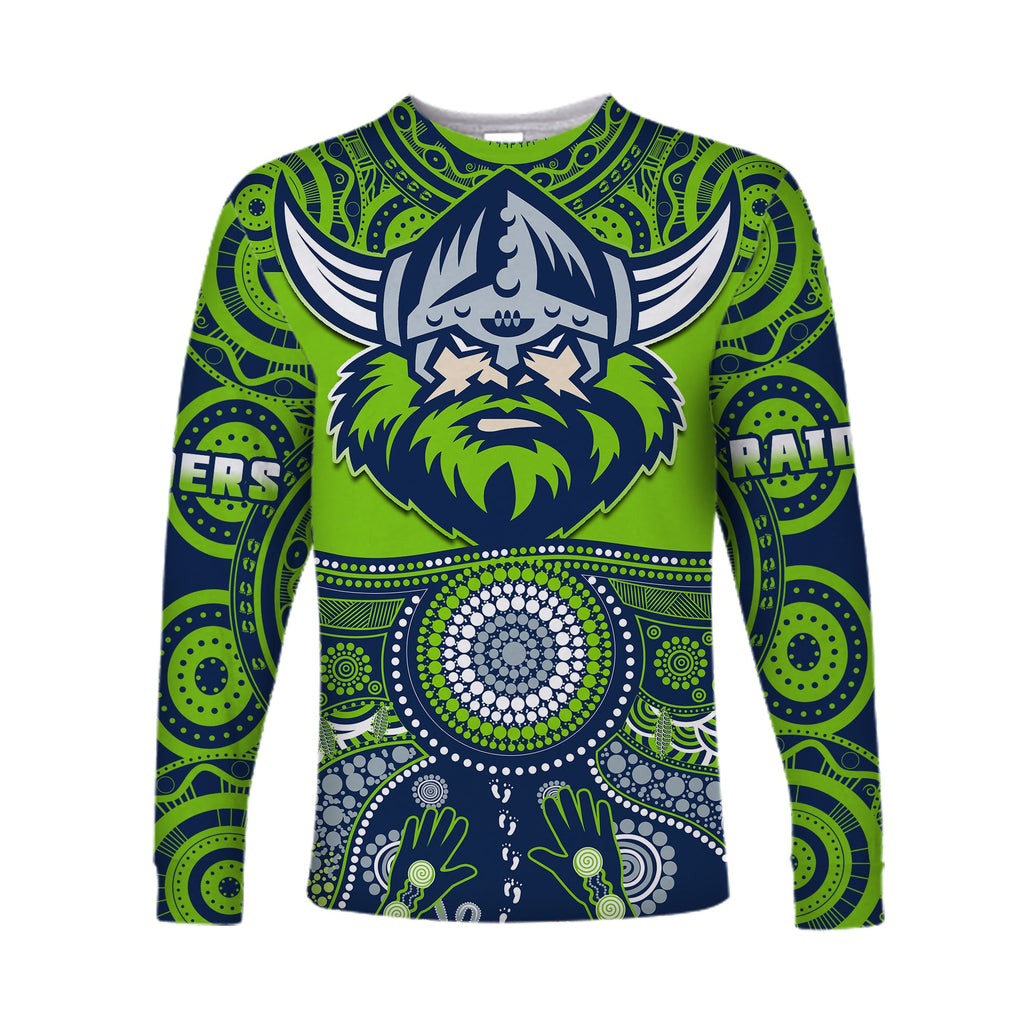 custom-text-and-number-raiders-rugby-long-sleeve-shirt-aboriginal-pattern