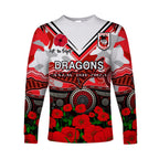 custom-text-and-number-dragons-rugby-anzac-2023-long-sleeve-shirt-aboriginal-mix-poppy-lest-we-forget