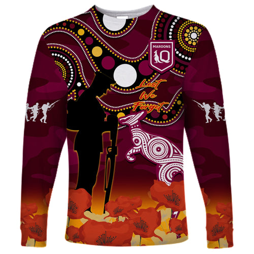 custom-text-and-number-maroons-rugby-anzac-2023-long-sleeve-shirt-qld-aboriginal-mix-poppy-camouflage