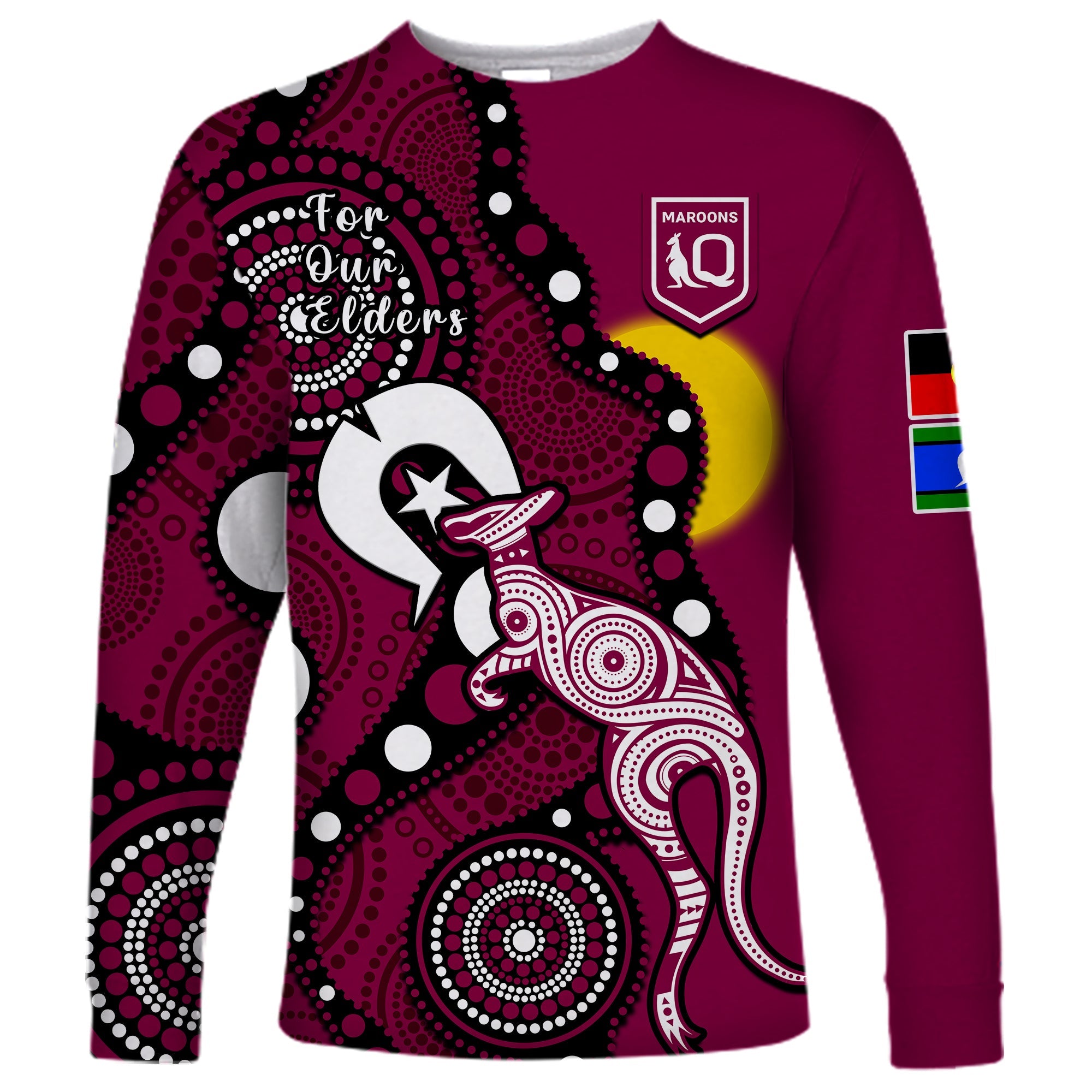 custom-text-and-number-maroons-rugby-naidoc-2023-long-sleeve-shirt-qld-for-our-elders-indigenous-art