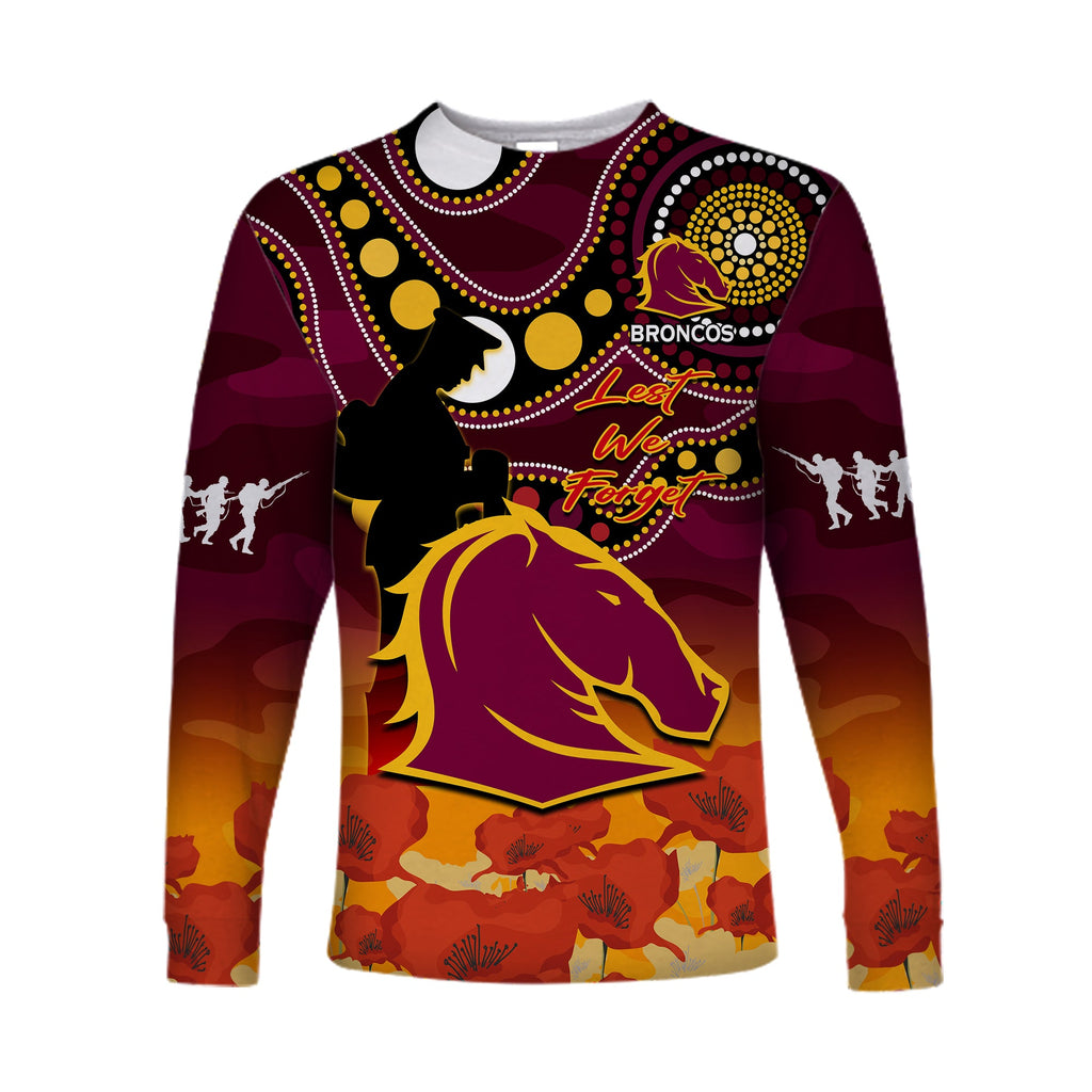 custom-text-and-number-brisbane-broncos-rugby-anzac-2023-long-sleeve-shirt-aboriginal-mix-poppy-lest-we-forget