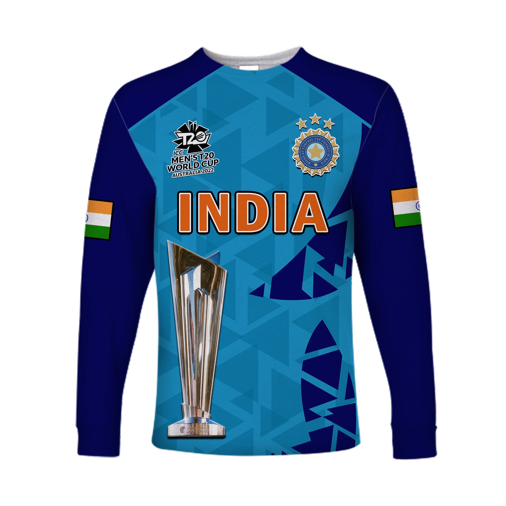 custom-text-and-number-india-cricket-long-sleeve-shirt-men-in-blue-champions-mens-t20-wc-2022