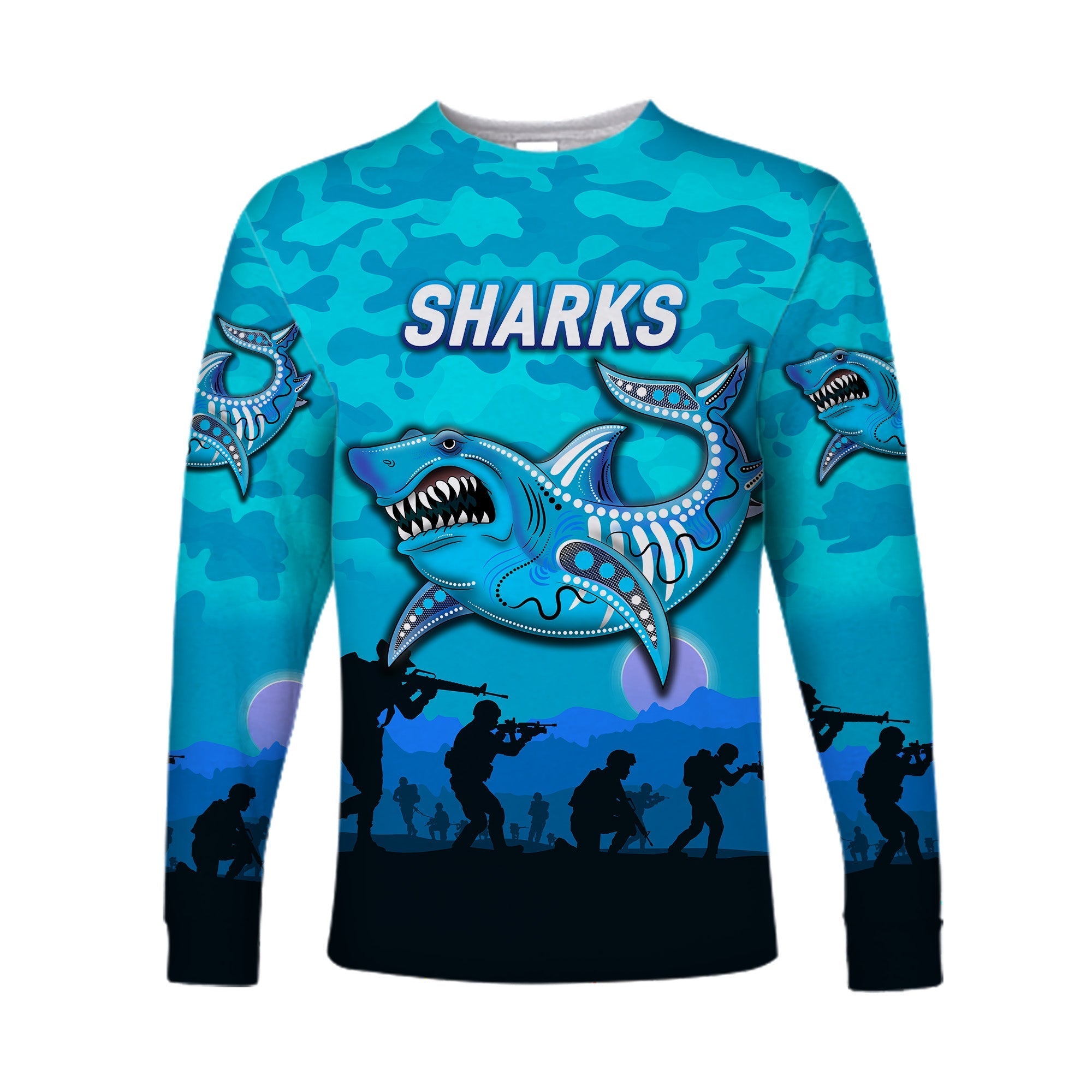 custom-personalised-cronulla-sutherland-sharks-anzac-2022-long-sleeve-shirt-simple-style-blue