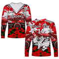 custom-text-and-number-dragons-rugby-anzac-2023-long-sleeve-shirt-aboriginal-mix-poppy-lest-we-forget