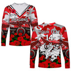 custom-text-and-number-dragons-rugby-anzac-2023-long-sleeve-shirt-aboriginal-mix-poppy-lest-we-forget