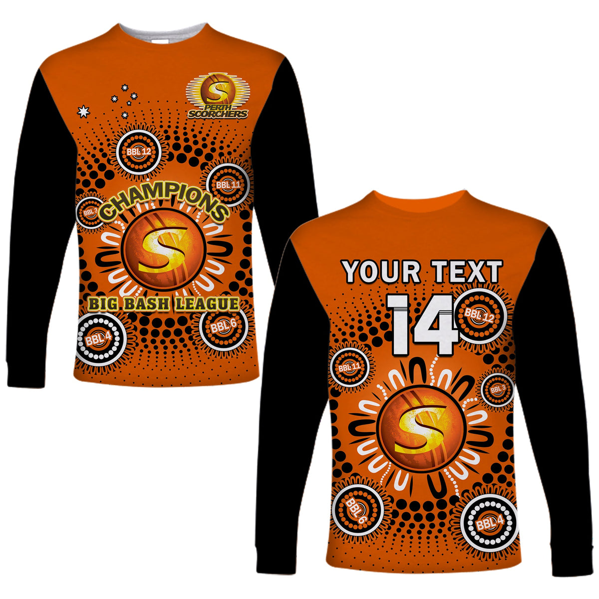 custom-text-and-number-perth-scorchers-cricket-long-sleeve-shirt-indigenous-5th-champions-bbl-proud