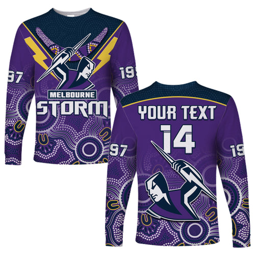 custom-text-and-number-melbourne-storm-rugby-long-sleeve-shirt-indigenous-boomerang-gradient-style
