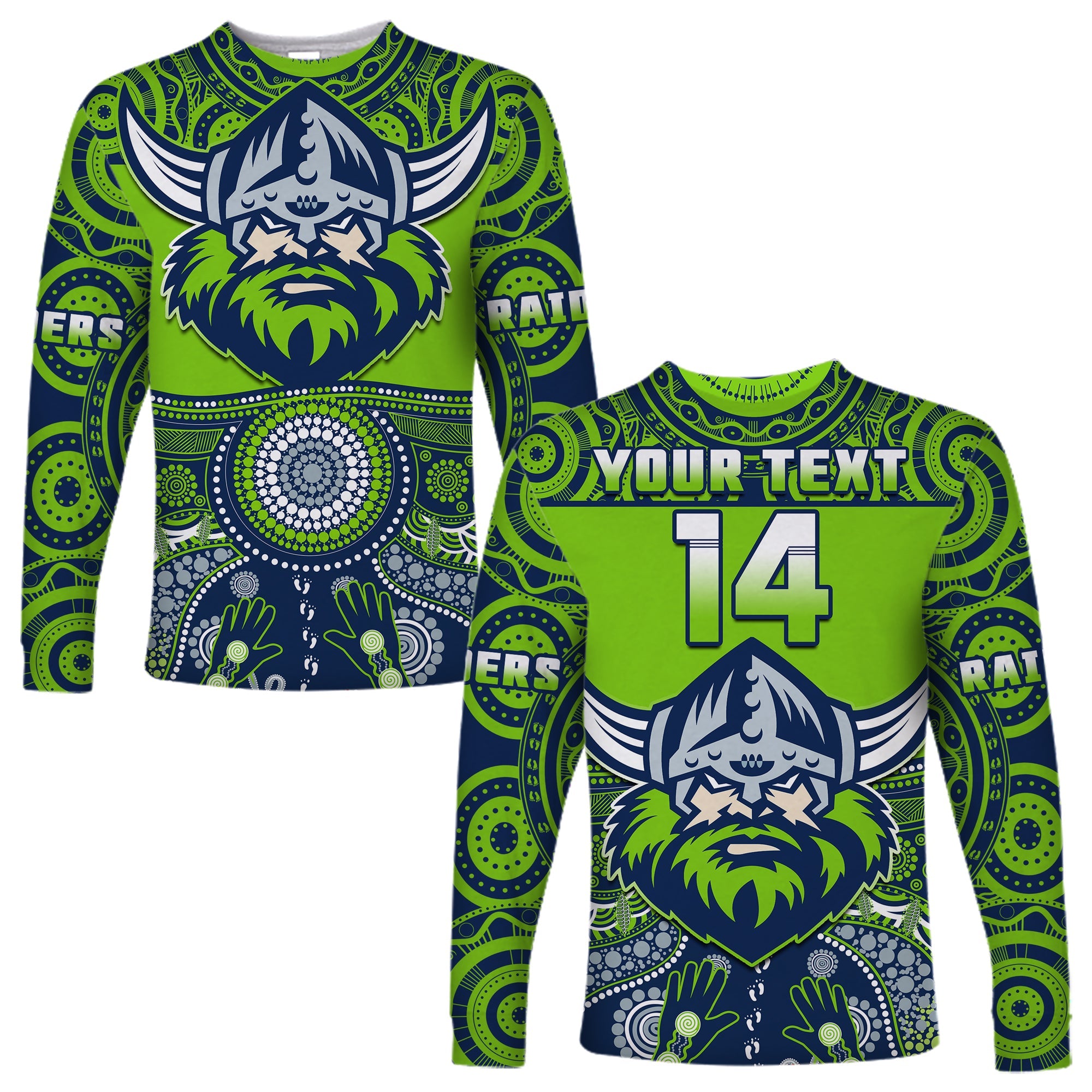 custom-text-and-number-raiders-rugby-long-sleeve-shirt-aboriginal-pattern