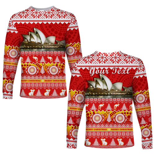 custom-personalised-australia-long-sleeve-shirt-sydney-opera-house-aboriginal-art-merry-christmas
