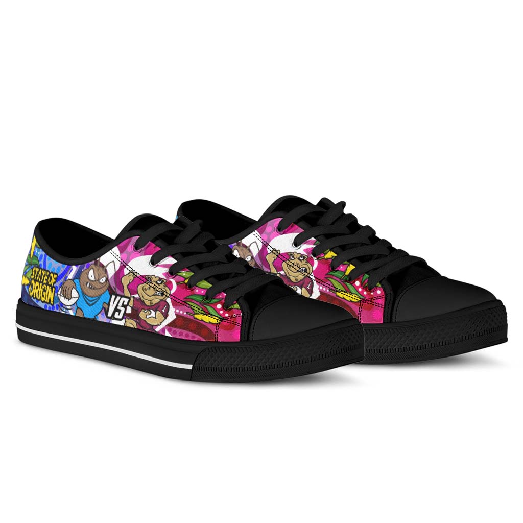 state-of-origin-rugby-league-low-top-shoes-nsw-vs-qld-rugby-team-mascot-with-aboriginal-culture
