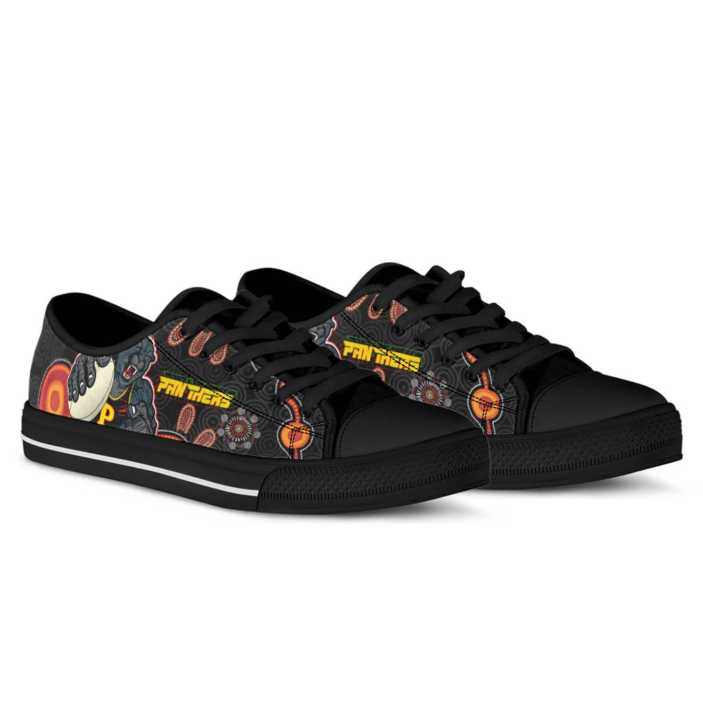 panthers-rugby-low-top-shoes-panthers-aboriginal-with-rugby-ball-indigenous-style-of-dot-painting-traditional