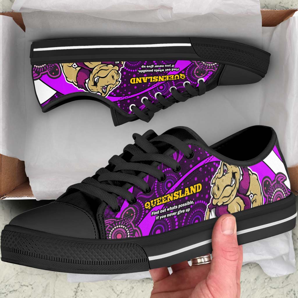 queensland-rugby-league-low-top-shoes-queensland-maroons-mascot-with-aboriginal-art-state-of-origin