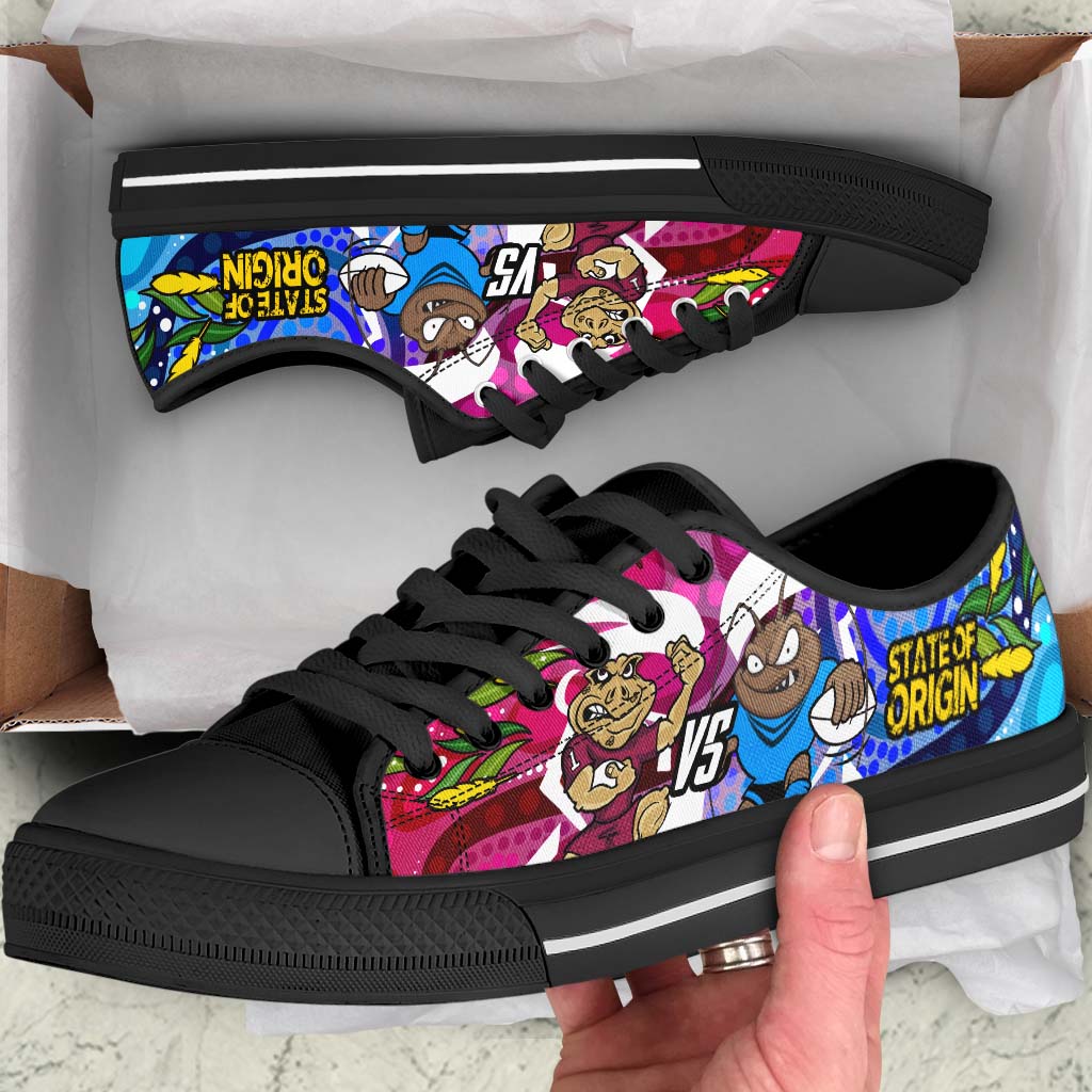 state-of-origin-rugby-league-low-top-shoes-nsw-vs-qld-rugby-team-mascot-with-aboriginal-culture