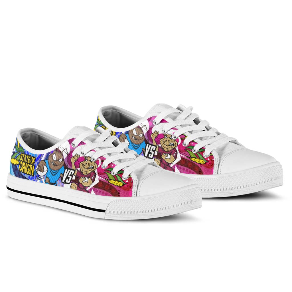 state-of-origin-rugby-league-low-top-shoes-nsw-vs-qld-rugby-team-mascot-with-aboriginal-culture