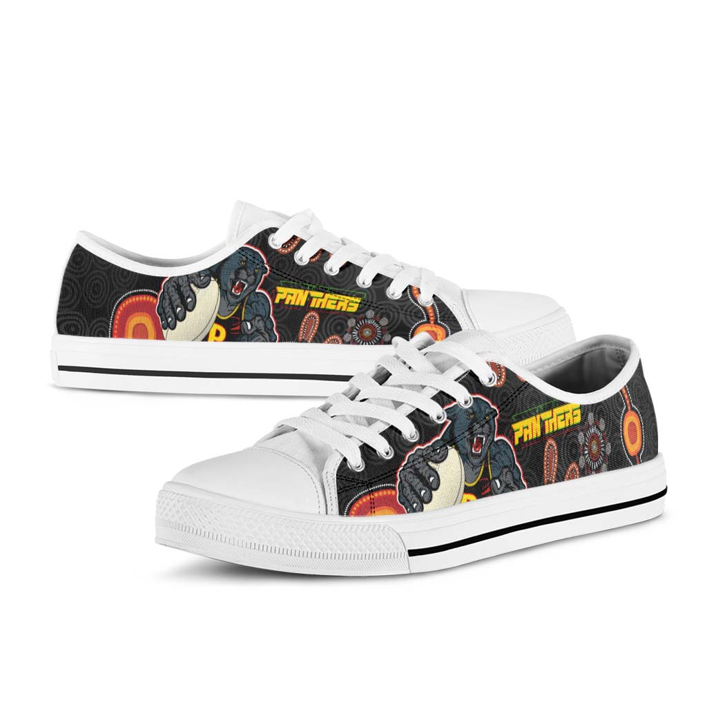 panthers-rugby-low-top-shoes-panthers-aboriginal-with-rugby-ball-indigenous-style-of-dot-painting-traditional