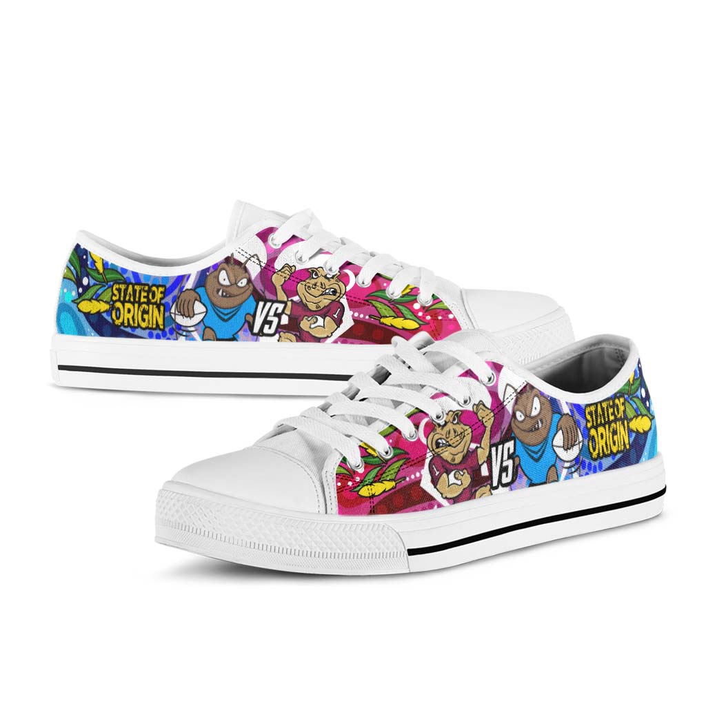 state-of-origin-rugby-league-low-top-shoes-nsw-vs-qld-rugby-team-mascot-with-aboriginal-culture