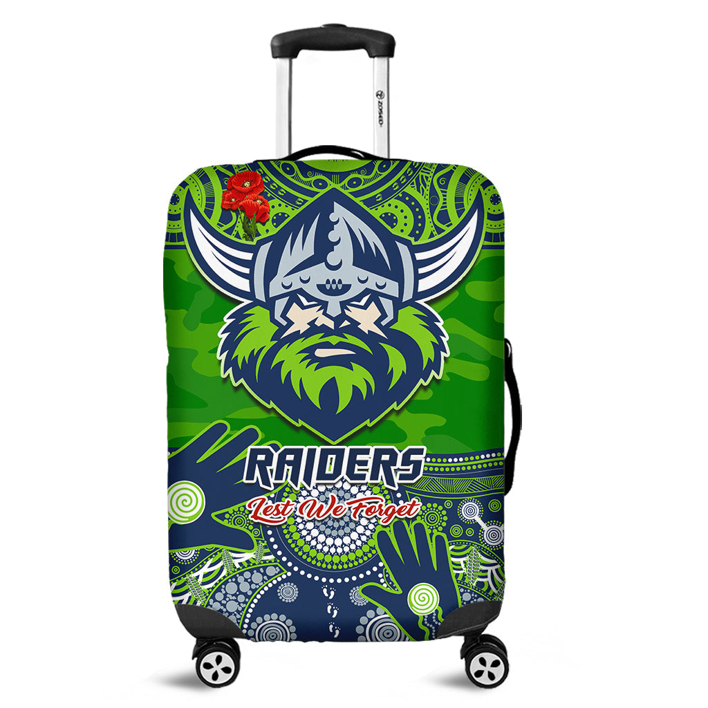 raiders-rugby-anzac-2023-luggage-cover-dots-poppy-mix-camouflage-lest-we-forget