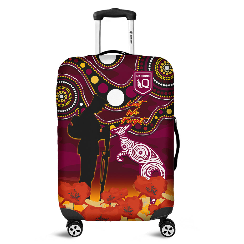 maroons-rugby-anzac-2023-luggage-cover-qld-aboriginal-mix-poppy-camouflage