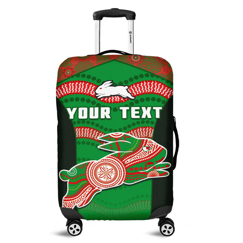 custom-personalised-rabbitohs-rugby-luggage-cover-souths-1908-aboriginal-dot-painting-go-bunnies