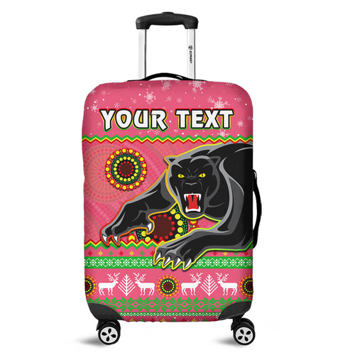 custom-personalised-panthers-christmas-luggage-cover-aboriginal-pattern-penrith-pink-version