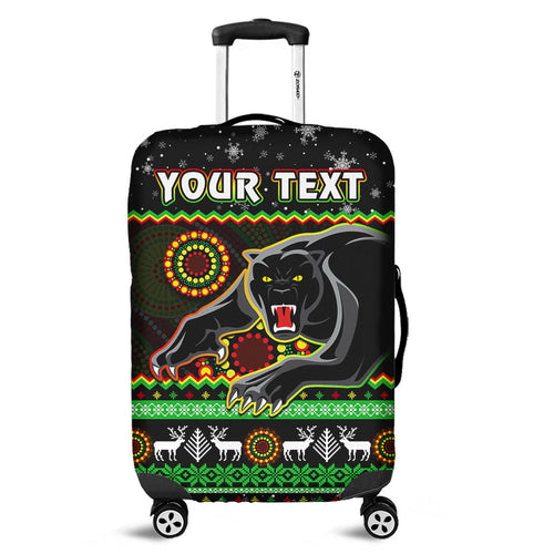 custom-personalised-panthers-christmas-luggage-cover-aboriginal-pattern-penrith-black-version