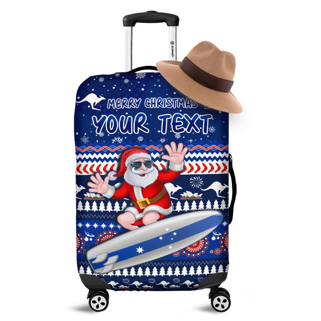 custom-personalised-australia-christmas-luggage-covers-aussie-aboriginal-santa-claus-is-surfing-with-kangaroo