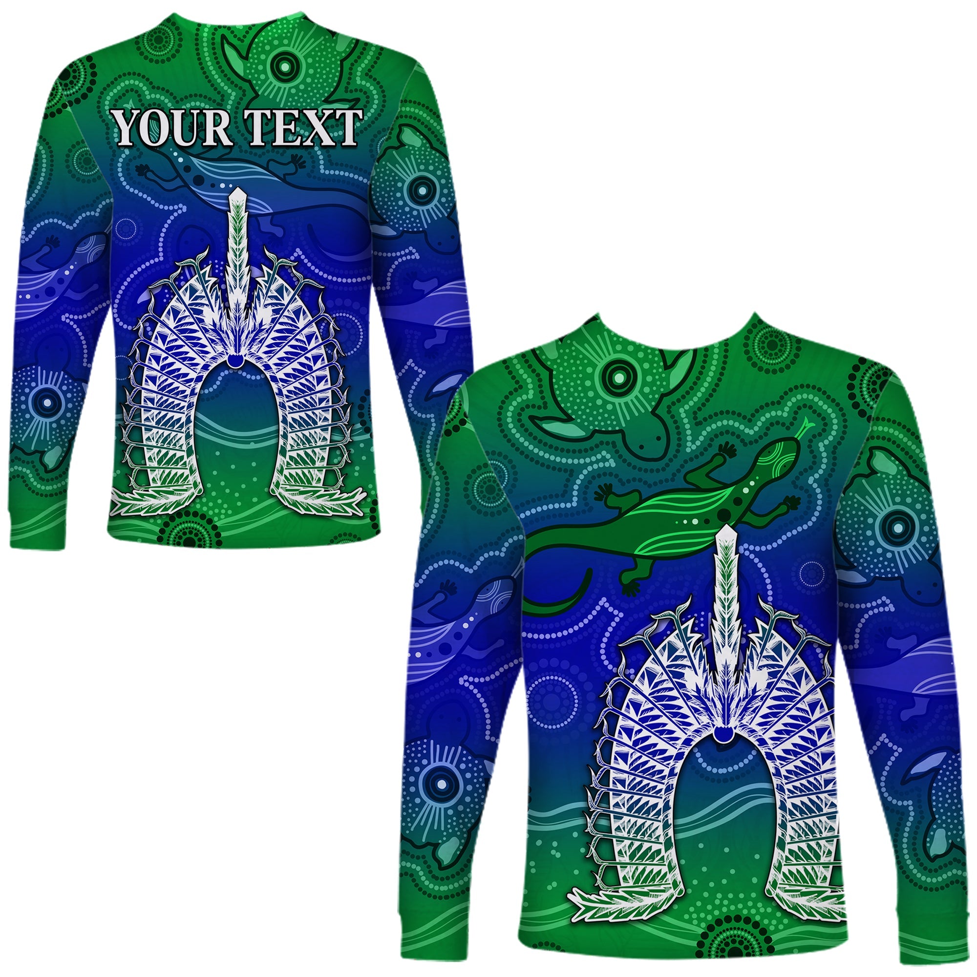 custom-personalised-torres-strait-islands-long-sleeve-shirt-aboriginal-art-lizard-symbol-peace
