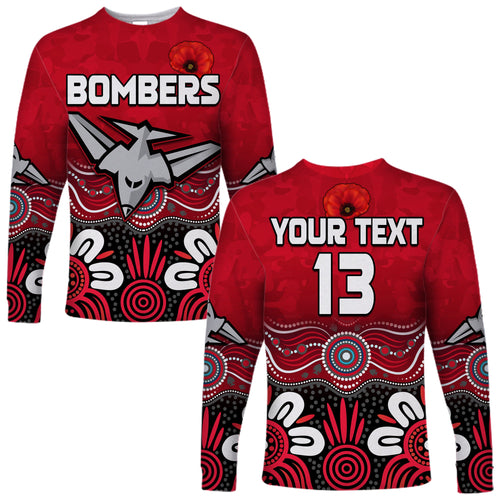 custom-text-and-number-bombers-anzac-2022-long-sleeve-shirt-essendon-football-aboriginal-remember-them