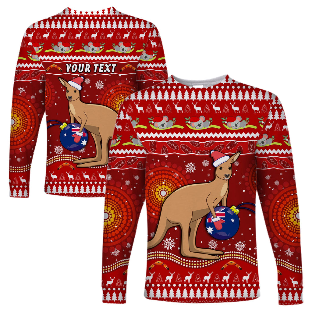 custom-personalised-australia-christmas-long-sleeve-shirt-aboriginal-kangaroo