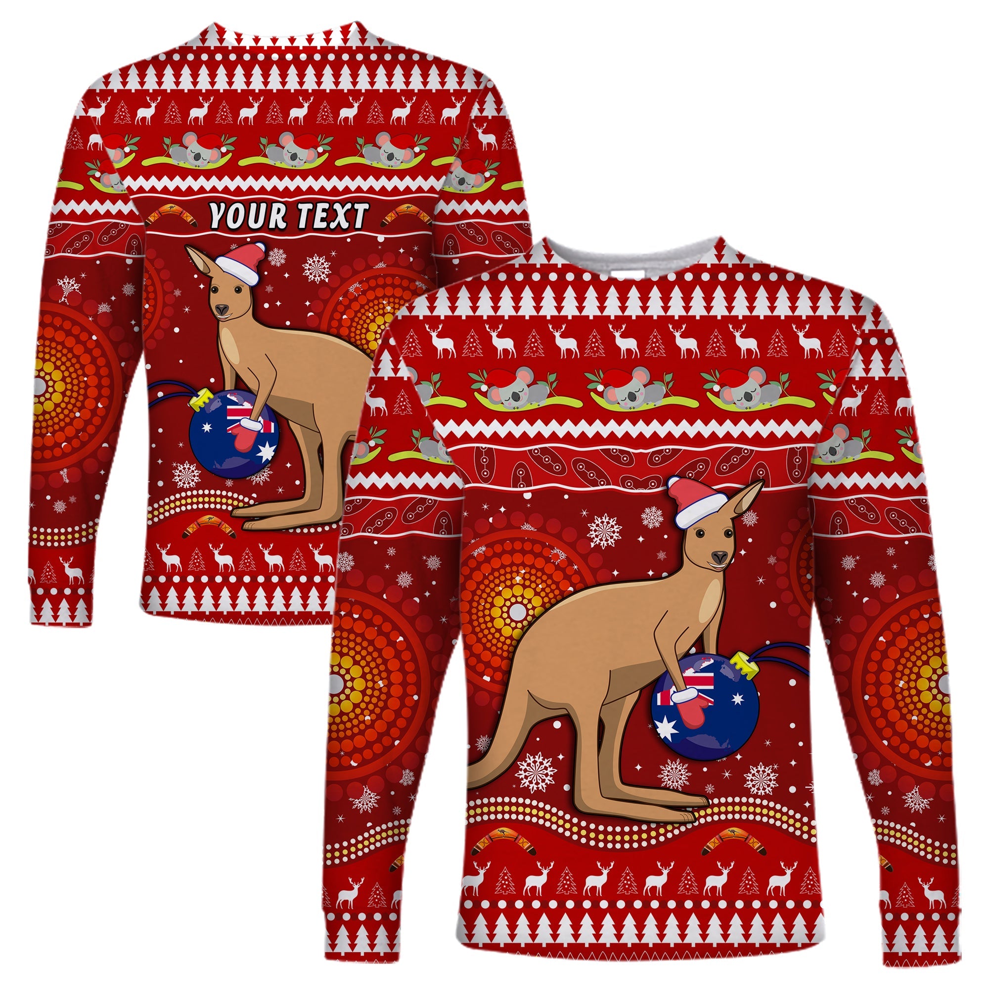custom-personalised-australia-christmas-long-sleeve-shirt-aboriginal-kangaroo