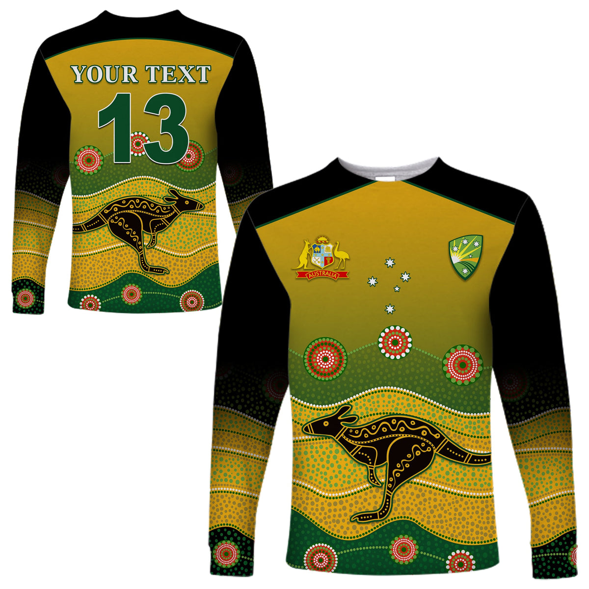 custom-personalised-cricket-australia-long-sleeve-shirt-indigenous-kangaroo-custom-text-and-number