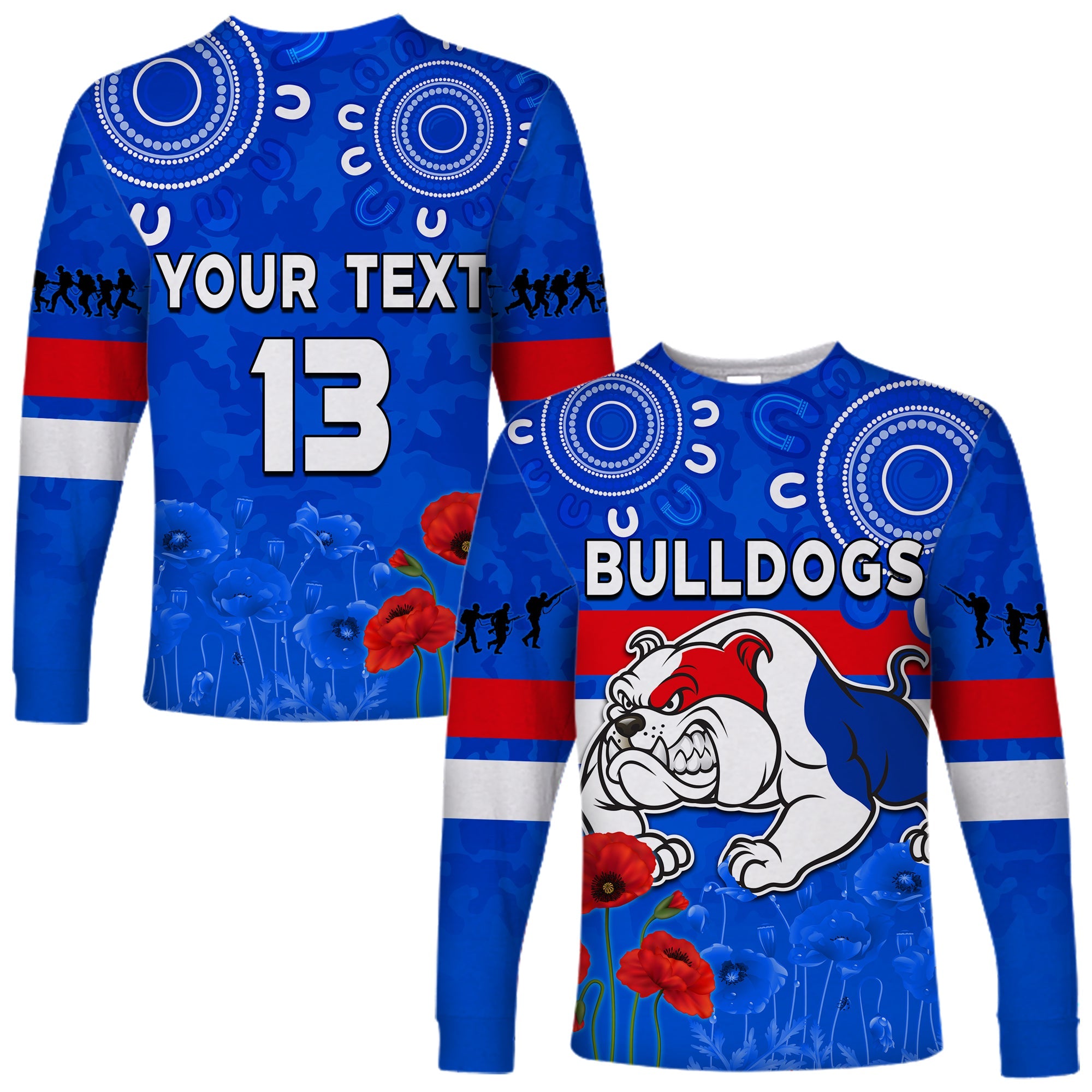 custom-text-and-number-bulldogs-anzac-2022-long-sleeve-shirt-western-dogs-aboriginal-poppy