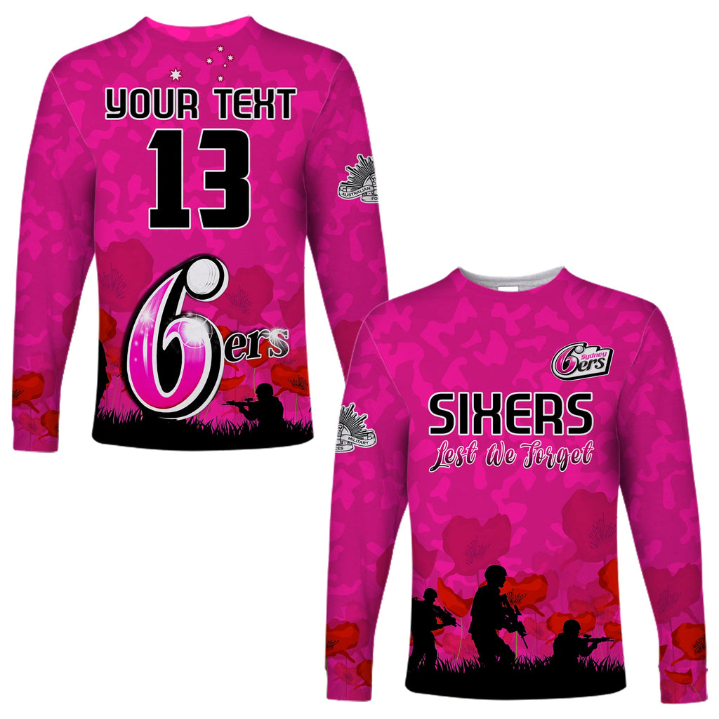custom-text-and-number-sydney-sixers-cricket-long-sleeve-shirt-anzac-day-camouflage-poppy-lest-we-forget