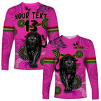 custom-text-and-number-panthers-long-sleeve-shirt-aboriginal-with-lizard