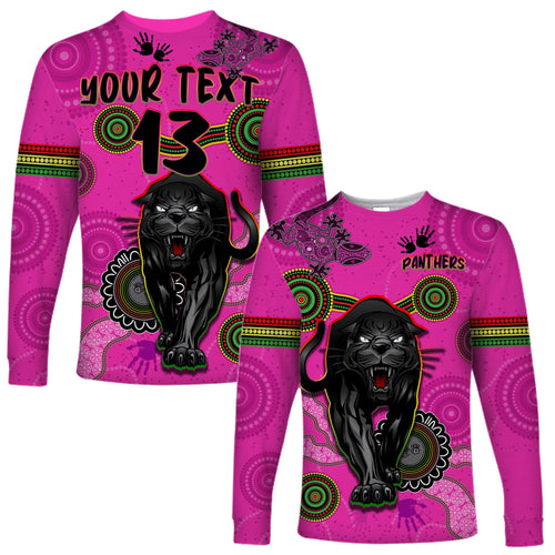 custom-text-and-number-panthers-long-sleeve-shirt-aboriginal-with-lizard