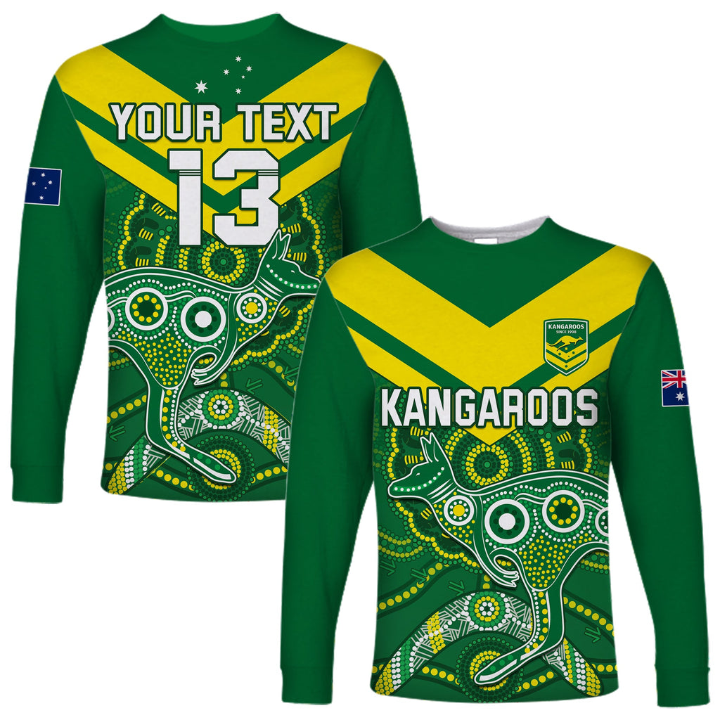 custom-text-and-number-australia-rugby-long-sleeve-shirt-kangaroos-boomerang-aboriginal