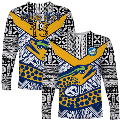 custom-text-and-number-eels-rugby-long-sleeve-shirt-polynesian-tapa-pattern-premiers