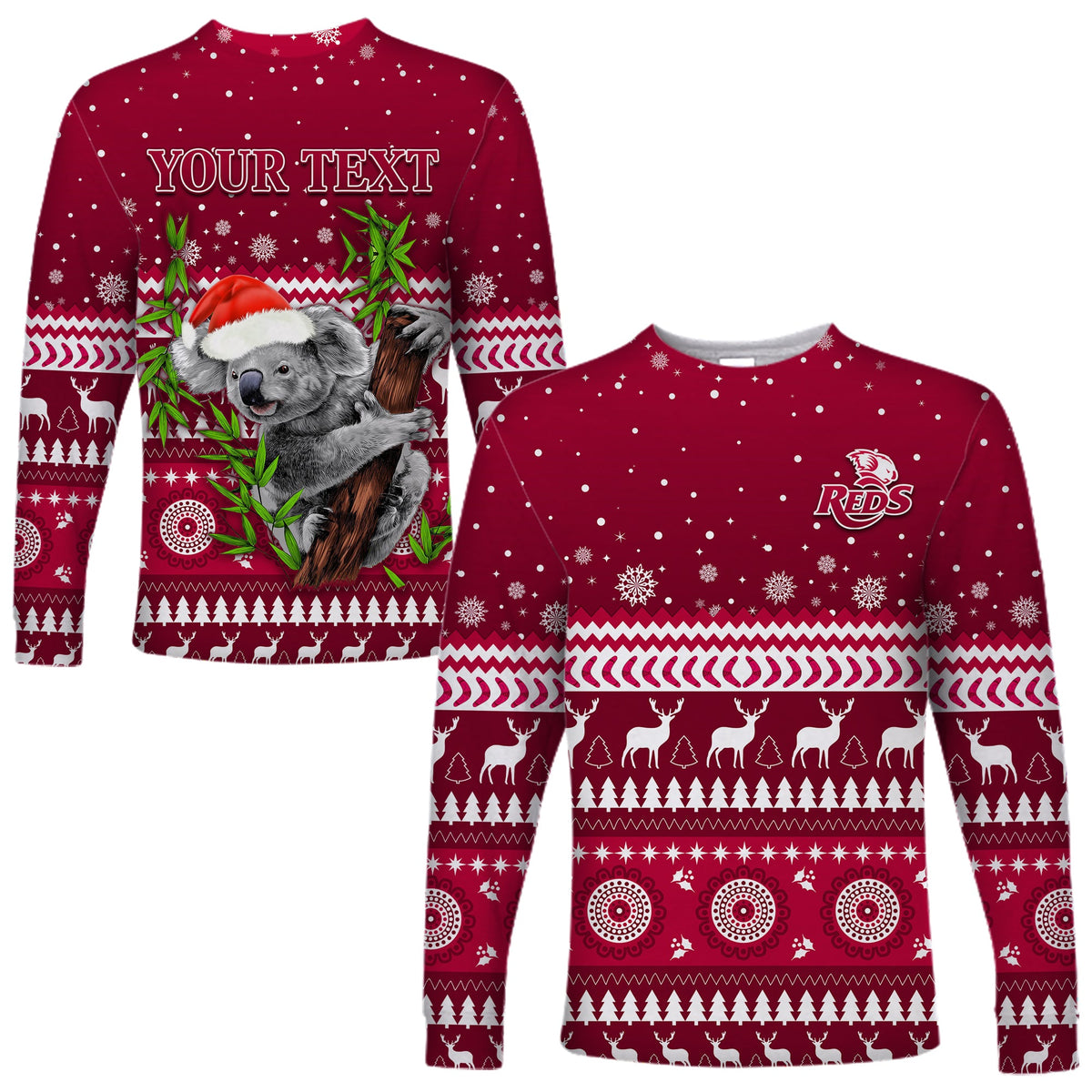 custom-personalised-reds-christmas-long-sleeve-shirt-queensland-rugby-indigenous