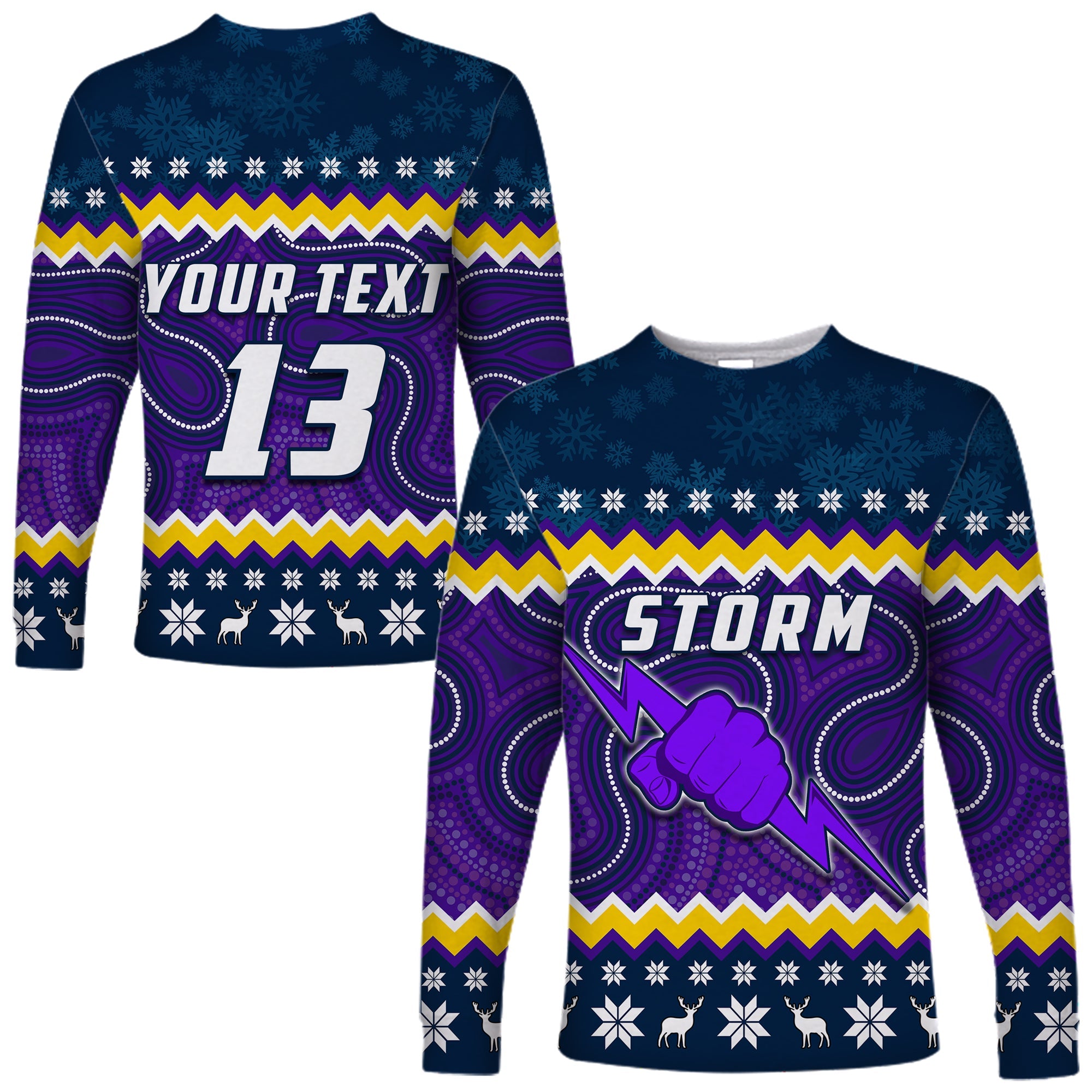 custom-text-and-number-storm-long-sleeve-shirt-christmas-melbourne-mix-indigenous