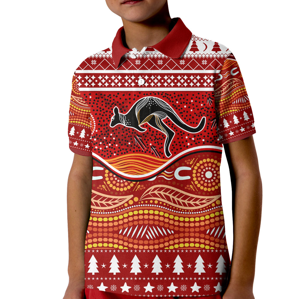 kangaroo-aboriginal-art-indigenous-christmas-kid-polo-shirt