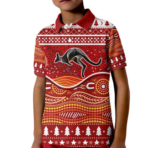kangaroo-aboriginal-art-indigenous-christmas-kid-polo-shirt
