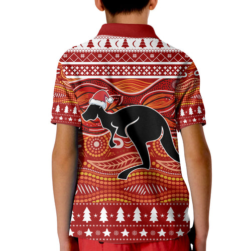 kangaroo-aboriginal-art-indigenous-christmas-kid-polo-shirt