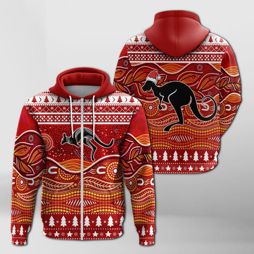 kangaroo-aboriginal-art-indigenous-christmas-zip-hoodie