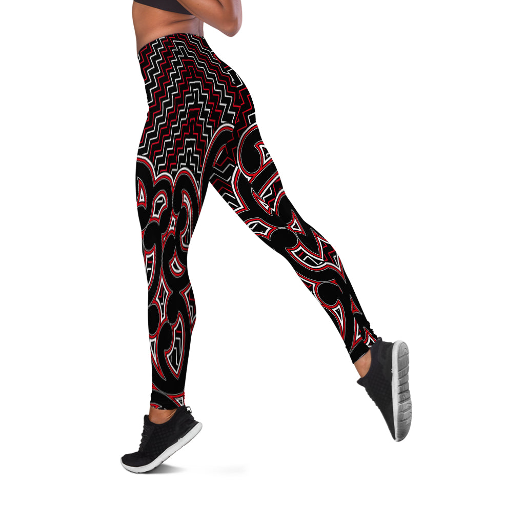 new-zealand-womens-legging-maori-graphic-tee-patterns-red
